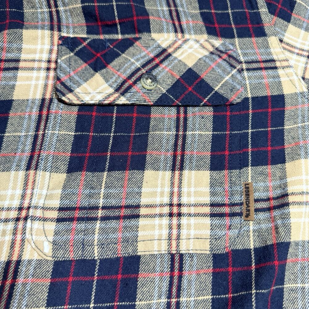 NWT Legendary Whitetails Mens XLT Buck Camp Flannel Shirt Navy Tan Plaid 6464 - Picture 13 of 16